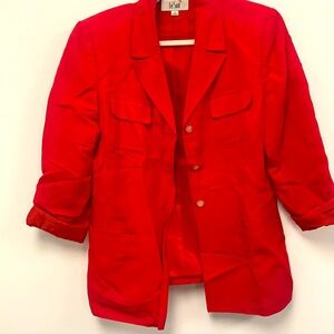 Le Suit Red Linen combo jacket size 12